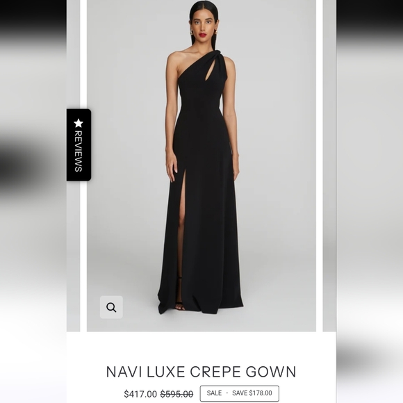 NEW HALSTON | $595 Navi One Shoulder Gown - Picture 3 of 10